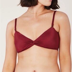 Andie Capri Bikini Top Truffle Brick Red Twist Front Bandeau Swimsuit Swim XL